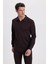 Erkek Relax Fit Rahat Kesim Polo V Yaka Kahverengi Sweatshirt 4