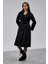 Siyah Premium Oversize Kemerli Kaşe Kaban 1