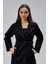 Siyah Premium Oversize Kemerli Kaşe Kaban 5