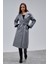 Gri Premium Oversize Kemerli Kaşe Kaban 4