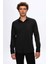 Slim Fit Siyah Düz Gömlek 4