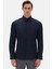 Slim Fit Lacivert Düz Gömlek 1