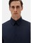 Slim Fit Lacivert Düz Gömlek 2