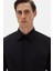 Slim Fit Siyah Düz Gömlek 2