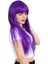 Uzun Kahküllü Fiber Sentetik Peruk / Mor 2