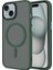 iPhone 15 Plus Kılıf Mat Arka Yüzey Wireless Şarj Özellikli Zore Flet M-Safe Kapak - Koyu Yeşil 1