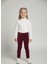 Kız Çocuk Fitilli Kadife Tayt - Bordo Rahat Kışlık Esnek Leggings 1