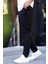 Slimfit Beli Lastikli - Ipli -Esnek Siyah Jogger Pantolon 1