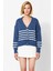 Kadın Oversize V Yaka Çizgili Triko Hırka Rahat Kesimi ve Yumuşak Dokusuyla Günlük Şıklık Şık 4