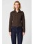 Kadın Sakal Iplik Fitilli Dokuma Fermuarlı Triko Hırka Uzun Kollu Devrik Yaka 4