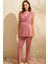 Arias Closet Sıfır Kol V Yaka Kadın Viskon Düz Yazlık Uzun Dantel Detaylı Hamile Pijama Takımı Sabahlık 2