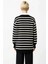 Kadın Çizgili Bisiklet Yaka Uzun Kollu Düğmeli Regular Kalıp Triko Hırka Fonksiyonel Rahat 5