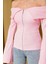Omzu Açık Fermuarlı Bluz Pembe T4330 4