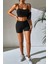 Kadın Siyah Şortlu Kaşkorse Gecelik Takım 2