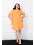 Büyük Beden Penye Düğmeli Turuncu Tunik Gecelik 2