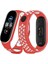 Xiaomi Mi Band 6 Spor Delikli Kordon - Kırmızı-Beyaz 1