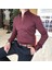 italyan stil slim fit dik yaka saten erkek gömlek Bordo T4742 1