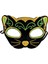 Siyah Kadife Kaplama Üzeri Sarı Yeşil Sim Işlemeli Kedi Maskesi 20X13 cm 2