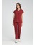Üniforma V Yaka Bordo Likralı Ütü Istemeyen Unisex Doktor Hemşire Takım Scrubs 9