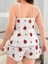 Arias Closet Büyük Beden Çilek Desen Pamuklu Şortlu Pijama Takımı 4