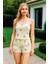 Arias Closet Pamuklu Ayıcık Desenli Yıldızlı Krem Ince Askılı Şortlu Pijama Takımı 1
