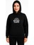 Üç Iplik Kapüşonlu Ön ve Arka Baskılı Sweatshirt Hoodie - Siyah 1