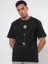 Erkek Baskılı Oversize T-Shirt - Siyah 1