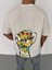 Unisex Bisiklet Yaka Baskılı Oversize T-Shirt - Beyaz 3