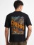 Erkek Baskılı Oversize T-Shirt - Siyah 2