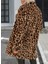 Kadın Uzun Kollu Yakalı Cepli Kısa Peluş Leopar Kaban 3