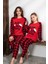 Anne-Kız Kombin Yapılabilir Uzun Kollu Ekoseli Yılbaşı Konsept Aile Bağı Pijama TAKIMI-3254 2