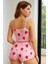 Arias Closet Pamuklu Pembe Üstüne Çilek Desen Fitilli Askılı Şortlu Pijama Takımı 2