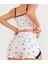Arias Closet Pamuklu Beyaz Üstüne Siyah Kalp Desen Fitilli Askılı Şortlu Pijama Takımı 2