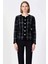Kadın Ekose Desenli Yumuşak Dokulu Bisiklet Yaka Uzun Kollu Regular Kesim Triko Hırka Ceket Görünümü 4