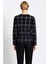 Kadın Ekose Desenli Yumuşak Dokulu Bisiklet Yaka Uzun Kollu Regular Kesim Triko Hırka Ceket Görünümü 5