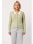Kadın Şık Fitilli Dokuma Gömlek Yaka Detaylı Düğmeli Uzun Kollu Rahat Kesim Günlük Triko Hırka 4