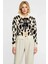 Kadın Leopar Desenli Önü Bağlama Detaylı Yumuşak Dokulu Uzun Kollu Regular Kalıp Crop Triko Hırka 4