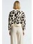 Kadın Leopar Desenli Önü Bağlama Detaylı Yumuşak Dokulu Uzun Kollu Regular Kalıp Crop Triko Hırka 5