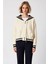 Kadın Denizci Yaka Çizgili Detaylı Düğmeli Geniş Kalıp Peluş Dokulu Bomber Ceket Tarzı Hırka 4
