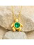 14 Ayar Altın Yeşil Zümrüt Taşlı Kaplumbağa Kolye 1