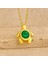 14 Ayar Altın Yeşil Zümrüt Taşlı Kaplumbağa Kolye 2