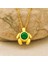 14 Ayar Altın Yeşil Zümrüt Taşlı Kaplumbağa Kolye 4