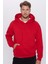 Unisex Oversize Geniş Kesim Pamuklu Yumuşak Dokulu Içi Polarlı Basic Kırmızı Kapüşonlu Sweatshirt 1