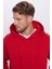 Unisex Oversize Geniş Kesim Pamuklu Yumuşak Dokulu Içi Polarlı Basic Kırmızı Kapüşonlu Sweatshirt 2