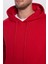 Unisex Oversize Geniş Kesim Pamuklu Yumuşak Dokulu Içi Polarlı Basic Kırmızı Kapüşonlu Sweatshirt 3