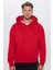 Unisex Oversize Geniş Kesim Pamuklu Yumuşak Dokulu Içi Polarlı Basic Kırmızı Kapüşonlu Sweatshirt 4