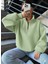 3 Iplik Şardonlu Yarım Fermuarlı Sweatshirt Mint 2