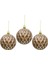 Yılbaşı Topu Altın Eskitme Detaylı Geometrik Form Çam Ağacı Süsü Bakır 8 cm 3'lü 2