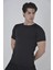 Erkek Omuz Fileli Slim Fit T-Shirt - Siyah 2