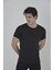 Erkek Gögüs Fileli Slim Fit T-Shirt - Siyah 1